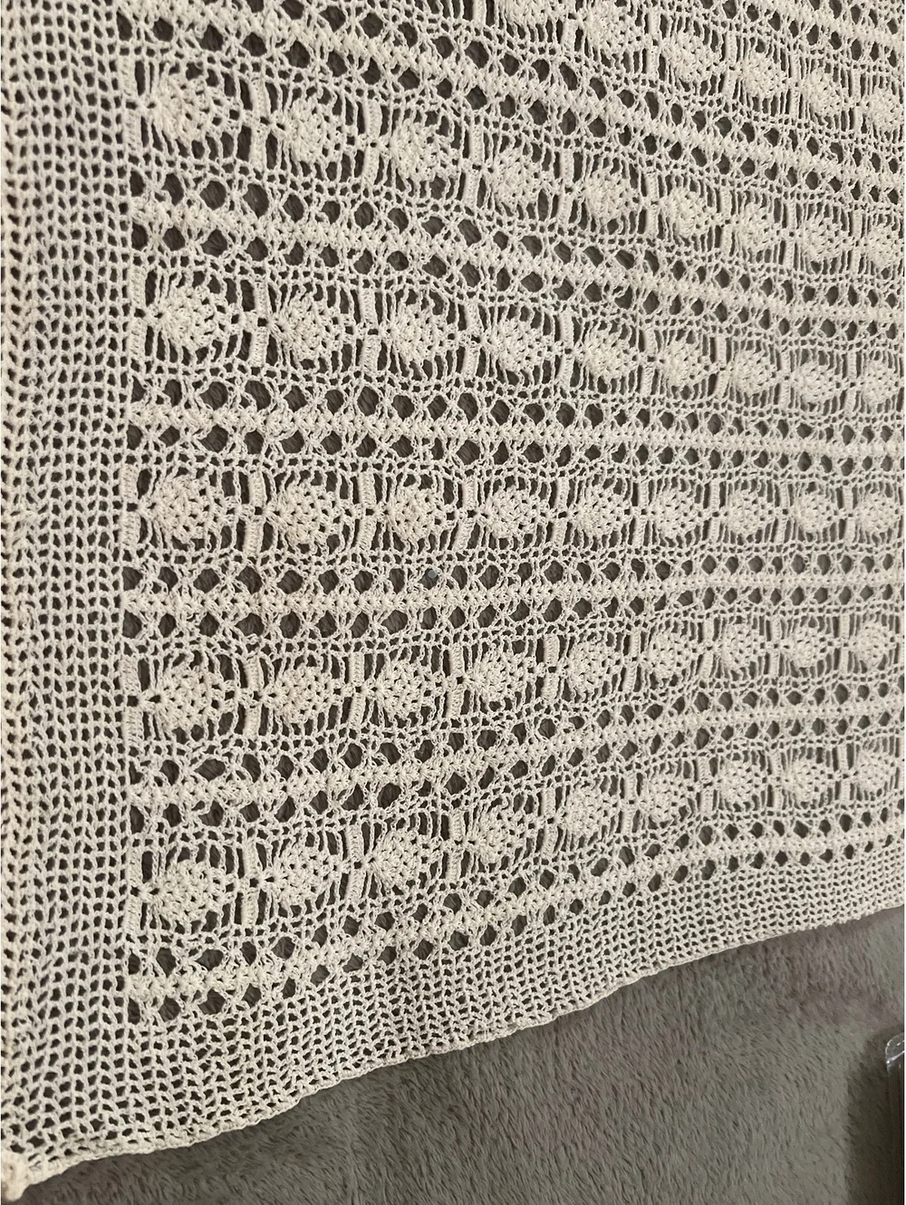 Handmade Crochet Square Doily Table Cover in Cream